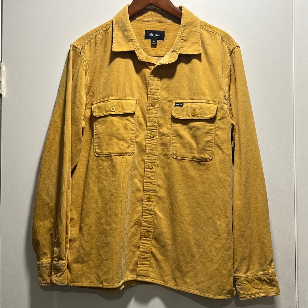 BRIXTON Archie Corduroy Button Down LS Shirt Nugget Gold Men's M - Picture 6 of 9